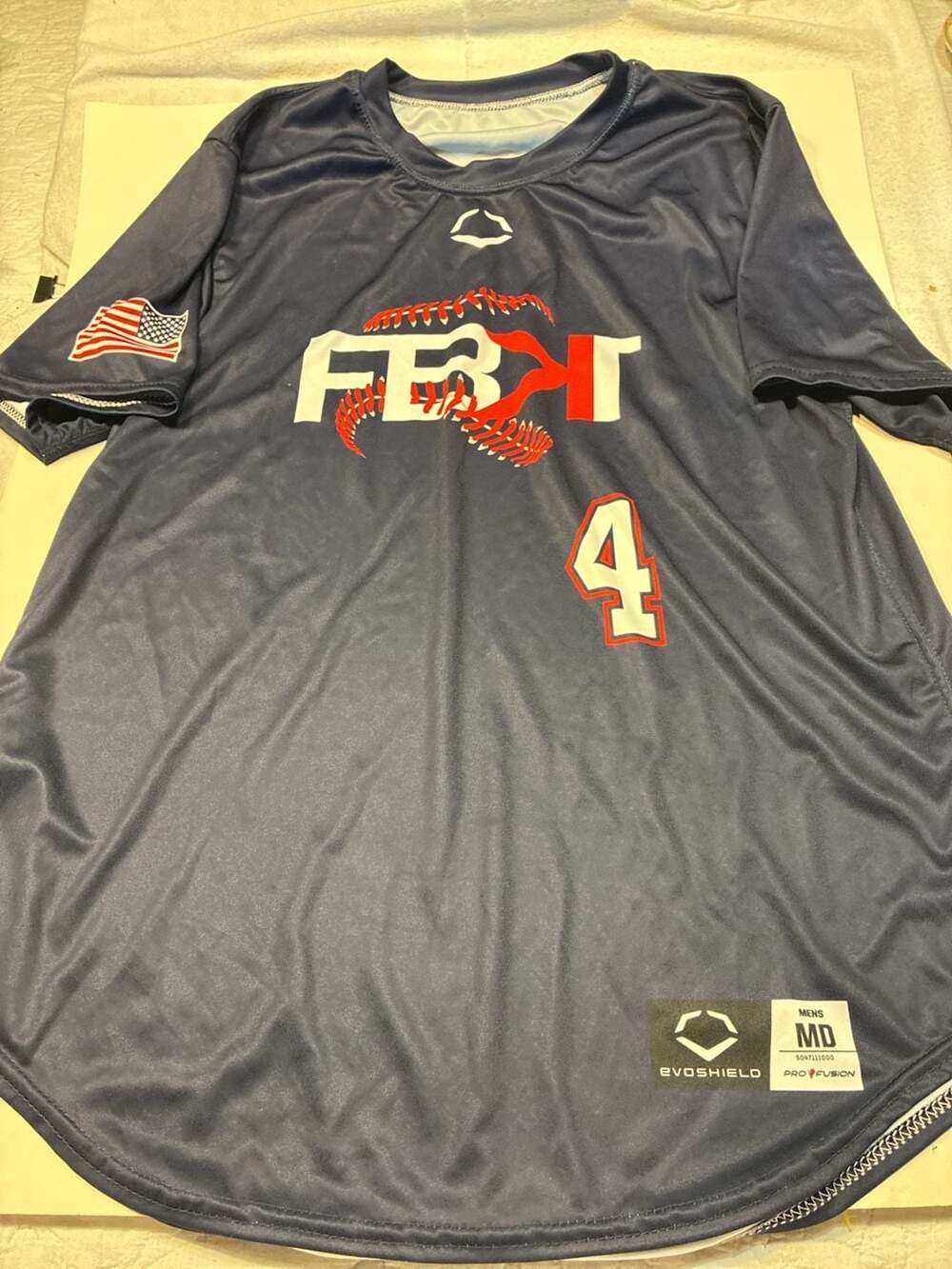 Evoshield ProFusion Custom Baseball Jersey - Navy with American Flag Detail